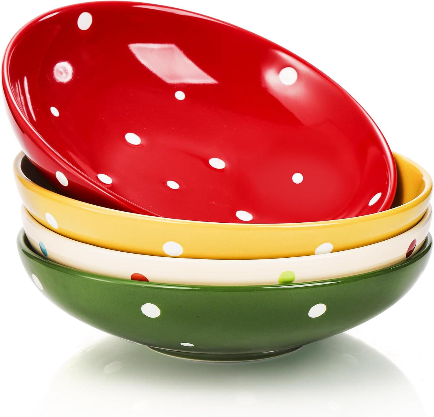 AVLA 4 Pack Ceramic Pasta Bowls, 8" Salad Serving Bowl Set, 28 OZ Large Wide Dinner