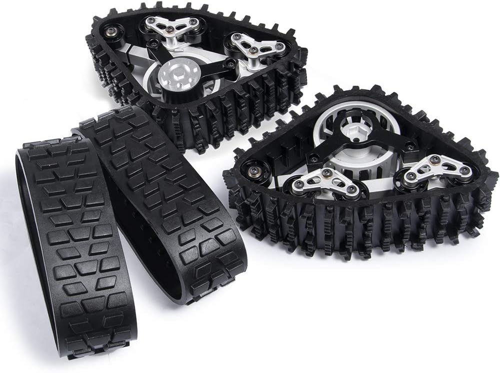 AXspeed2 Pair Aluminum Alloy Snow Track Wheel Conversion Tire for 1:10 RC SCX10 Axial Scale Crawler Car (Black)