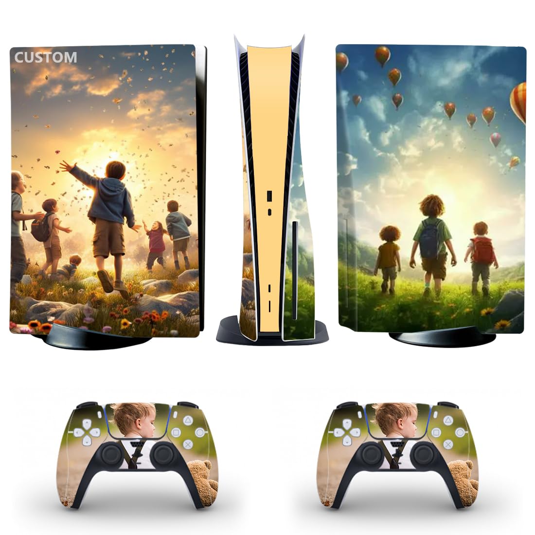 Fundas de vinilo personalizadas para controlador y consola de PS5 versión de disco con tus propias imágenes, calcomanía personalizada para PS5 estándar