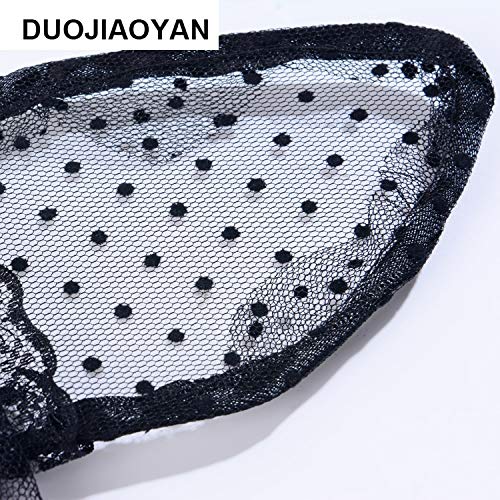 Miniatura 5 de Diadema sexy con orejas de gato para mujer, con velo de cara negra, disfraz de Halloween, banda para el pelo, diadema gótica para el día de los