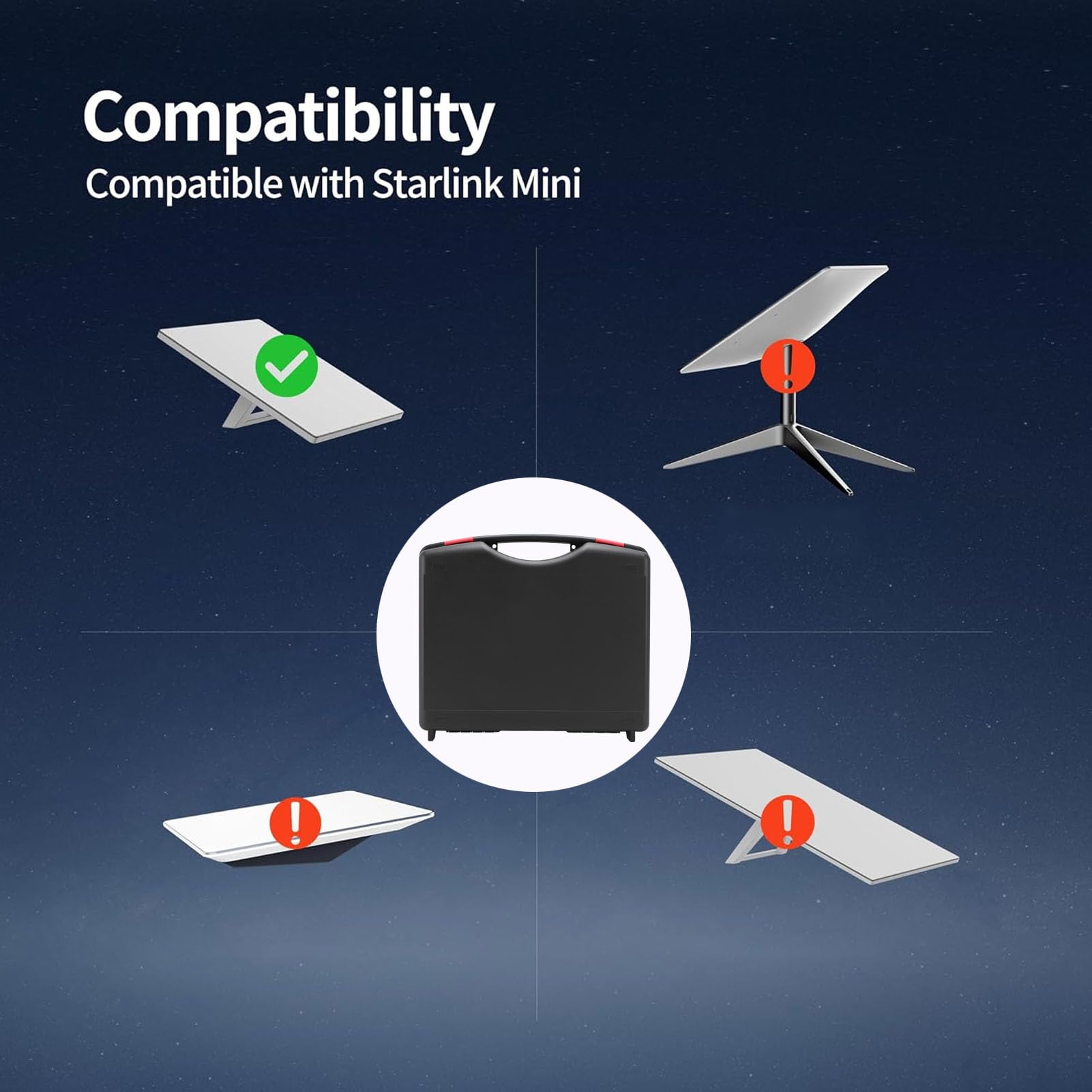 Mini Estuche de Transporte para Exteriores, Estuche Protector Portátil, Estuche Rígido para Satélite Resistente Al Agua para Cable Adaptador, Soporte, Accesorios de Fuente de