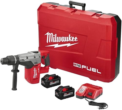 Milwaukee Tool 2717-22HD - Kit de taladro de martillo giratorio inalámbrico SDS Max de 1-916 pulgadas 1875 pulgadas M18 Fuel SDS Max