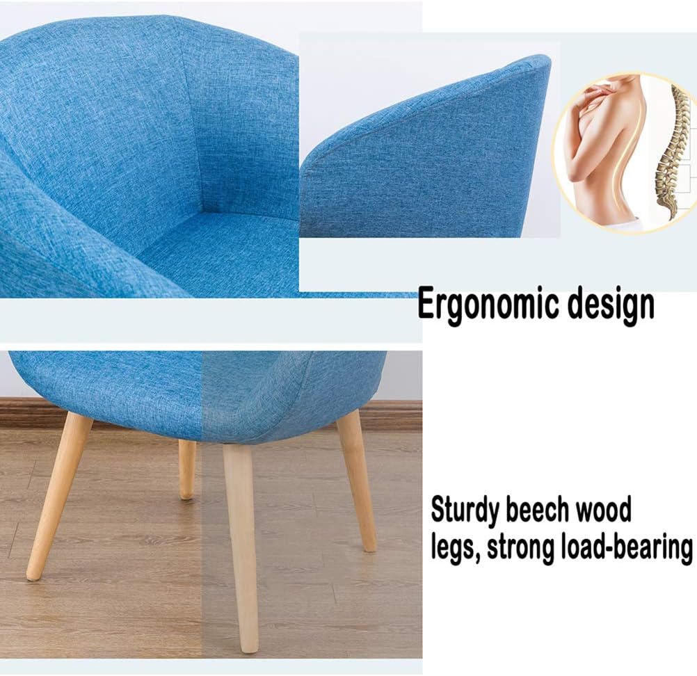 Modern Simple Modern Fabric Solid Wooden Dining Chairs-Padded Office Lounge Chair with Solid Wooden Legs & Arm Rest, for Restaurant/Office/Counter/Family
