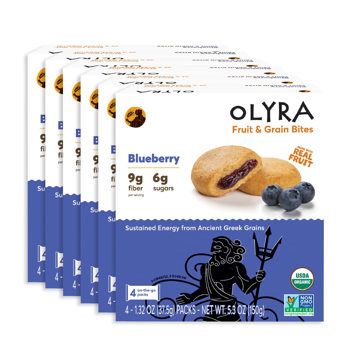 Olyra Organic Soft Baked Fruit Bars Blueberry - High Fiber Bar - Healthy Snacks for Adults & Kids - Vegan Breakfast Bars - Office Snack (Pack of 24)