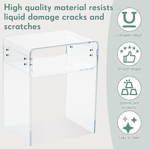 Miniatura 6 de Kigley Mesa auxiliar de acrílico de 15.8 x 11.8 x 17.7 pulgadas, mesa auxiliar moderna transparente, mesa de centro para sala de estar, oficina,