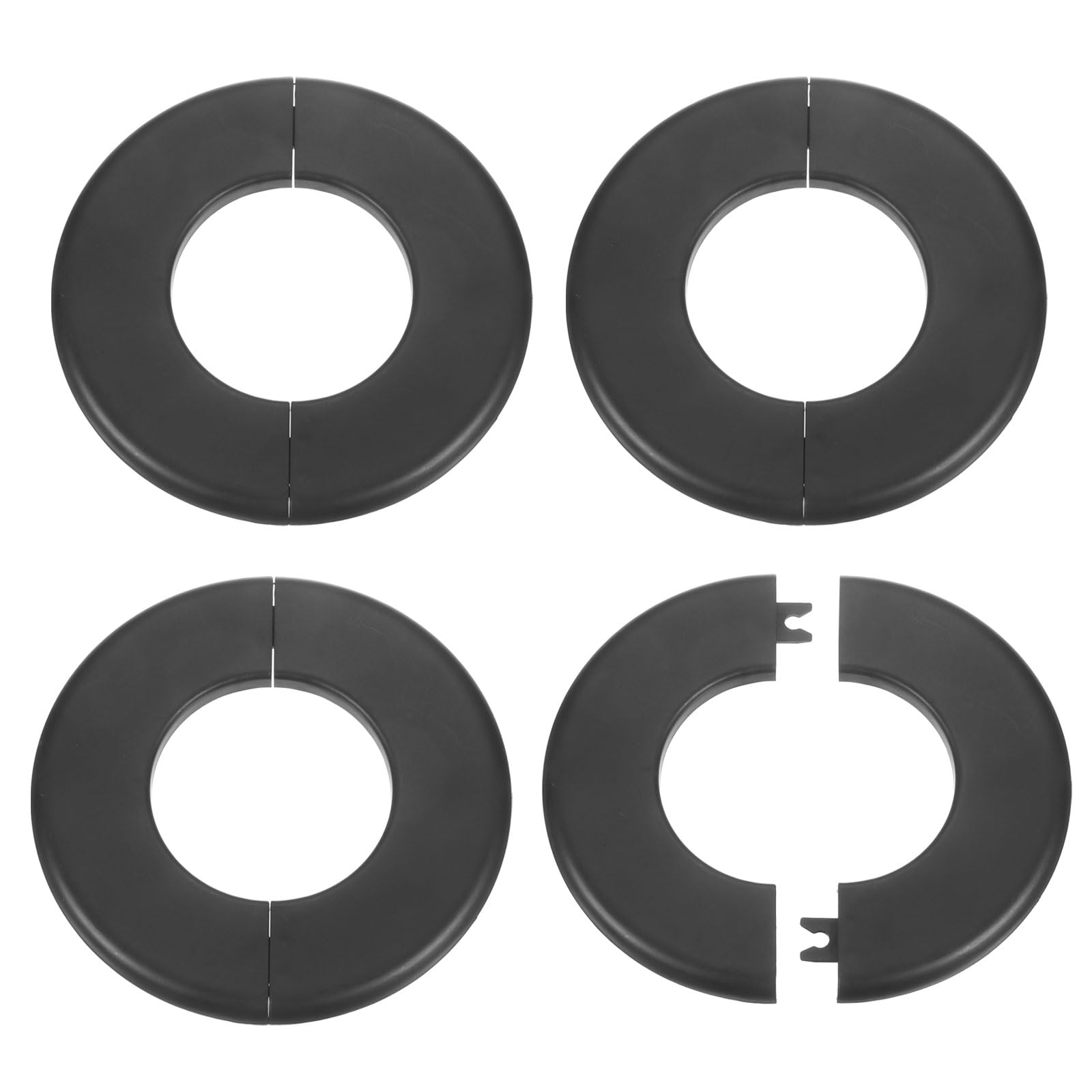 Bride fendue murale en plastique ABS noir cache tuyau eau cuisine lot de 4