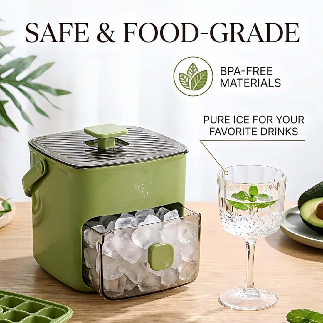 48 Cubos Máquina De Hielo Con Tapa Easy-Press Máquina De Hielo Portátil Doble Nivel, Cubitera Portátil, Bandeja De Hielo Con Cajón, Molde De Cubitos De Alta Capacidad Para Cócteles Y Fiestas (2 pcs-3)