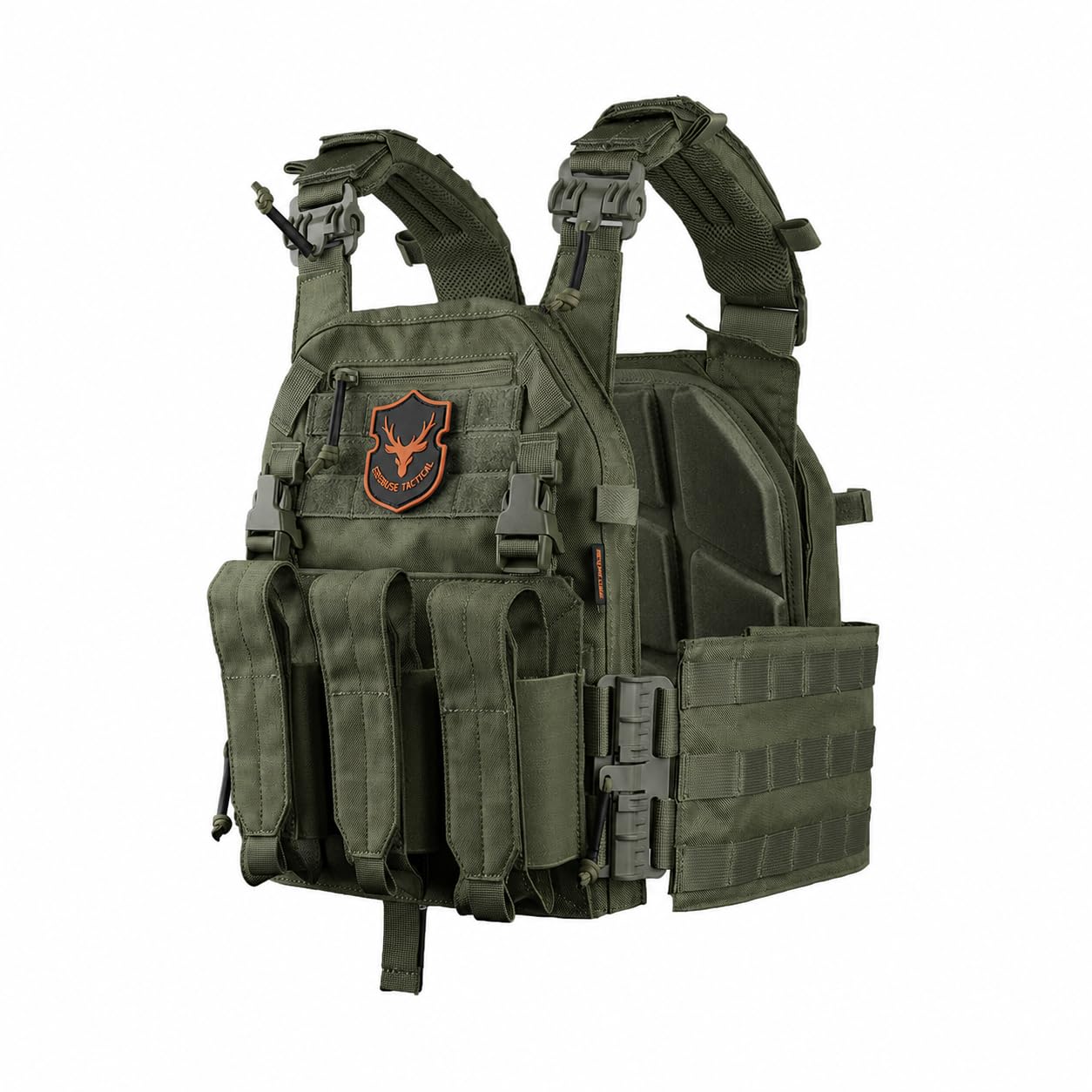 Photo 1 of EREBUSE Tactical Airsoft Vest, Adjustable Molle Modular Paintball Vest for Men(Ranger Green)