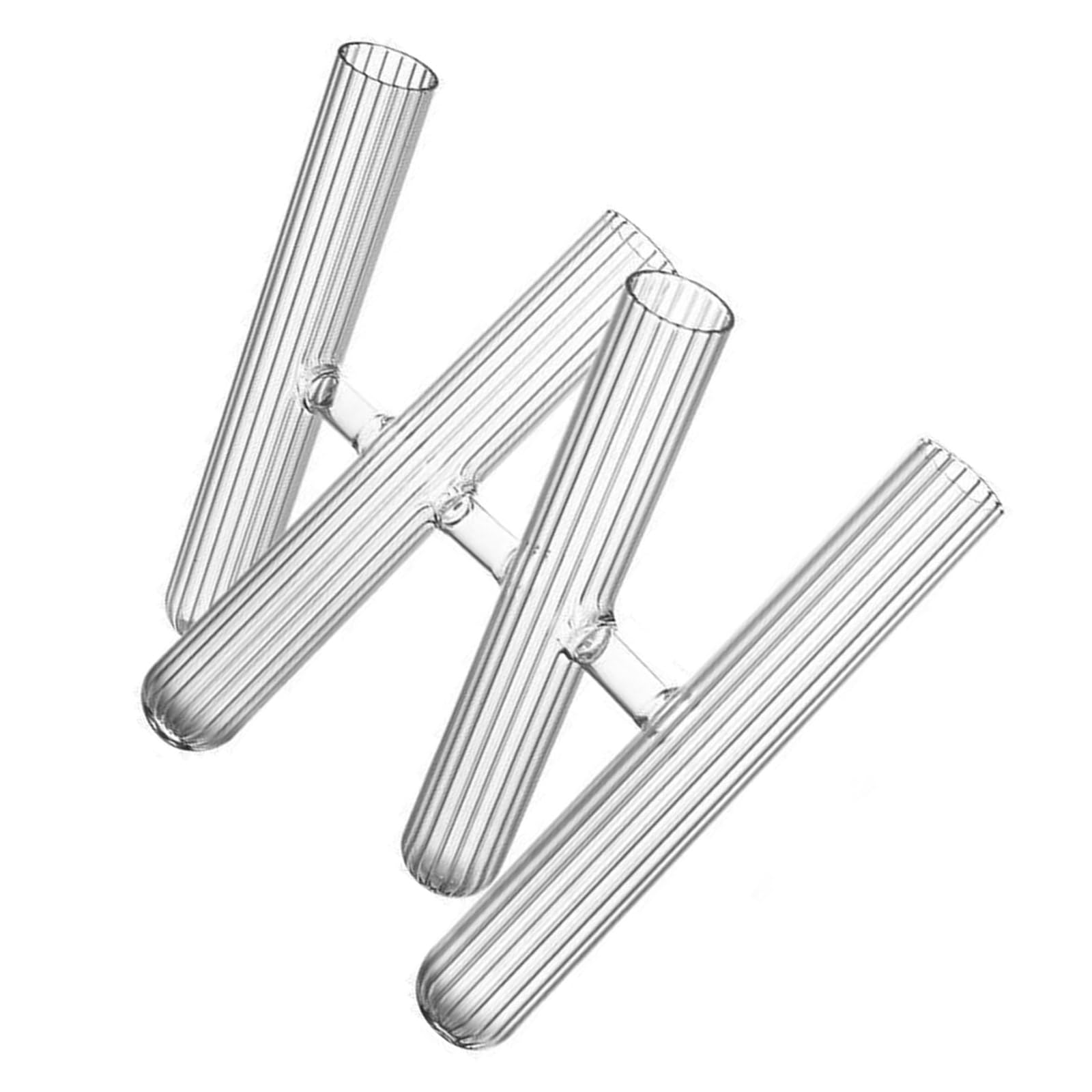 Xjdzineq Unique 3/4 Tube Ribbed Glass Vases Hydroponic Plant Terrarium Container for Flower Arrangements Housewarming Gift Decorative Glass Tube
