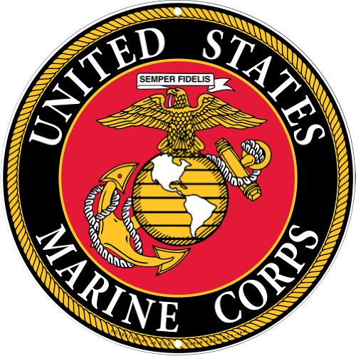 USMC Military Logo Aluminum Sign - Marines Service Branch Home Wall Decor