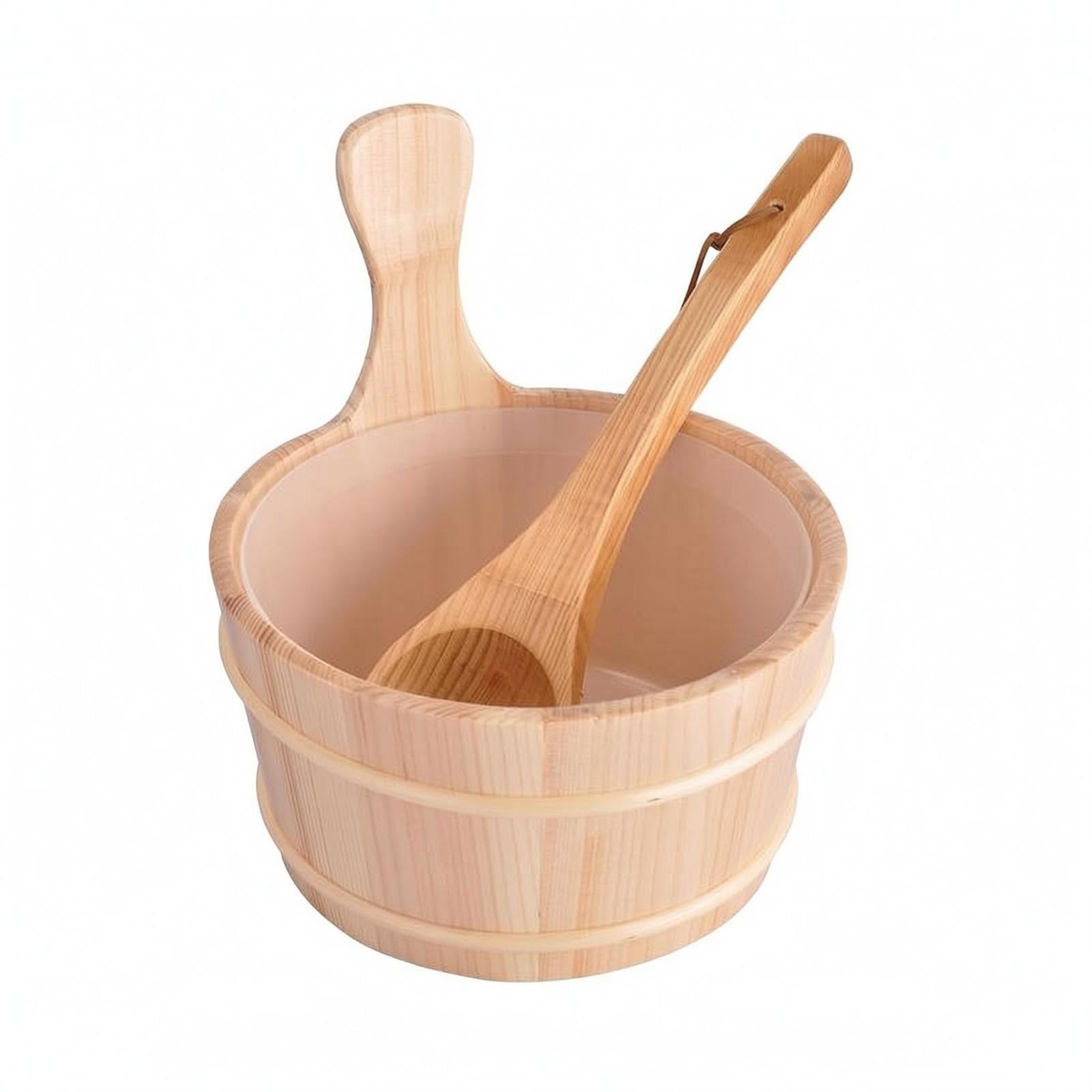 BNF®Polished Hand‑Joined Wooden Sauna Water Pail with Reinforcing Hoops & Ladle Set – 4 L Capacity, Natural Oak Finish, Ideal for Sauna & Spa Use-image-32