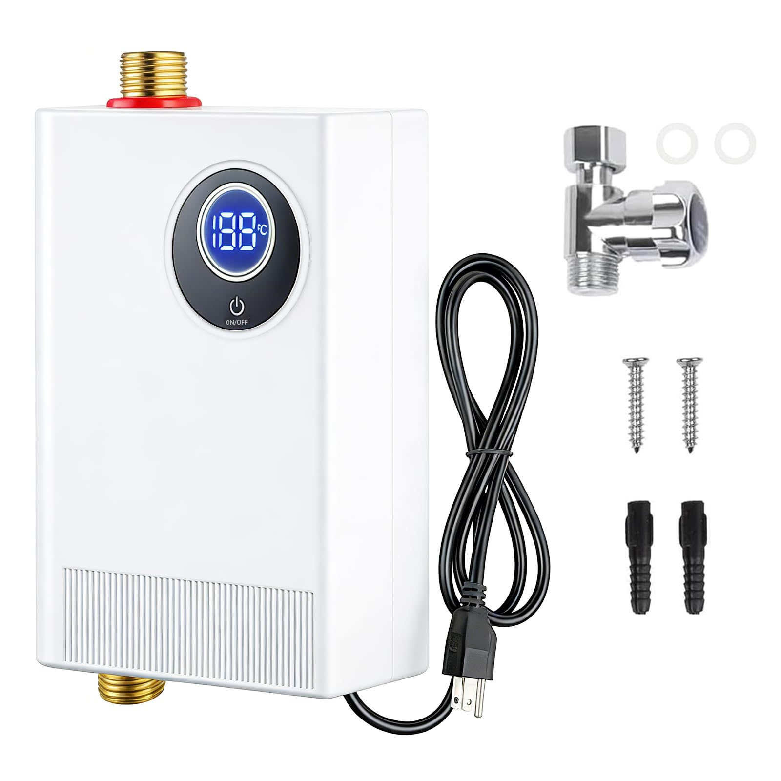 Tankless Water Heater Electric, 110V 3000W Under Sink Instant Hot Water Heater, 3-5 Seconds Fast Heating, with LED Display, IPX4 Waterproof, Perfect for Small Apartment/RV/Bathroom & Kitchen Sink