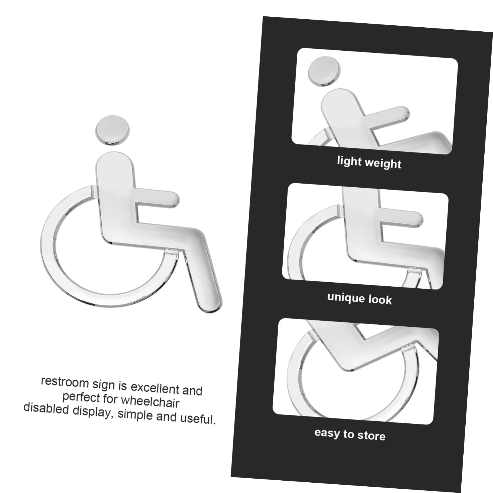 5 Piezas de Señal de Baño Accesible para Discapacitados en Plástico Abs Fácil Instalación Elegante Y Práctico.