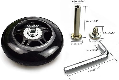 Miniatura 5 de Kit de ruedas para maleta de equipaje de 3.307 x 0.945 in/3.3 x 0.94 pulgadas con ruedas de repuesto ABEC 608zz en línea para patinaje al aire