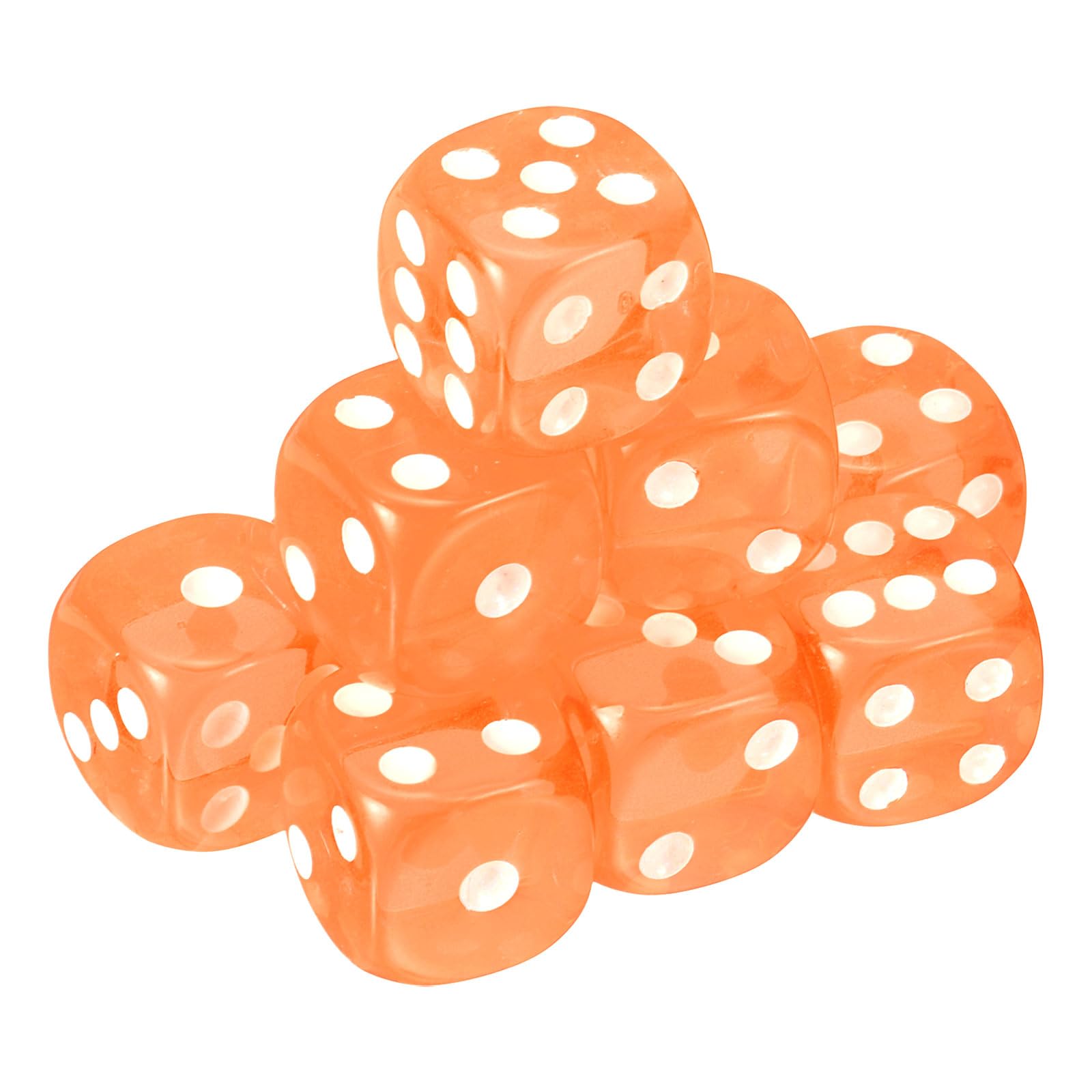 sourcing map 10Pcs 6 Sided Acrylic Dice, 16mm/0.63" Rounded Corner Translucent Colored D6 Game Dice for Theme Party Fun Table Board Games, Orange