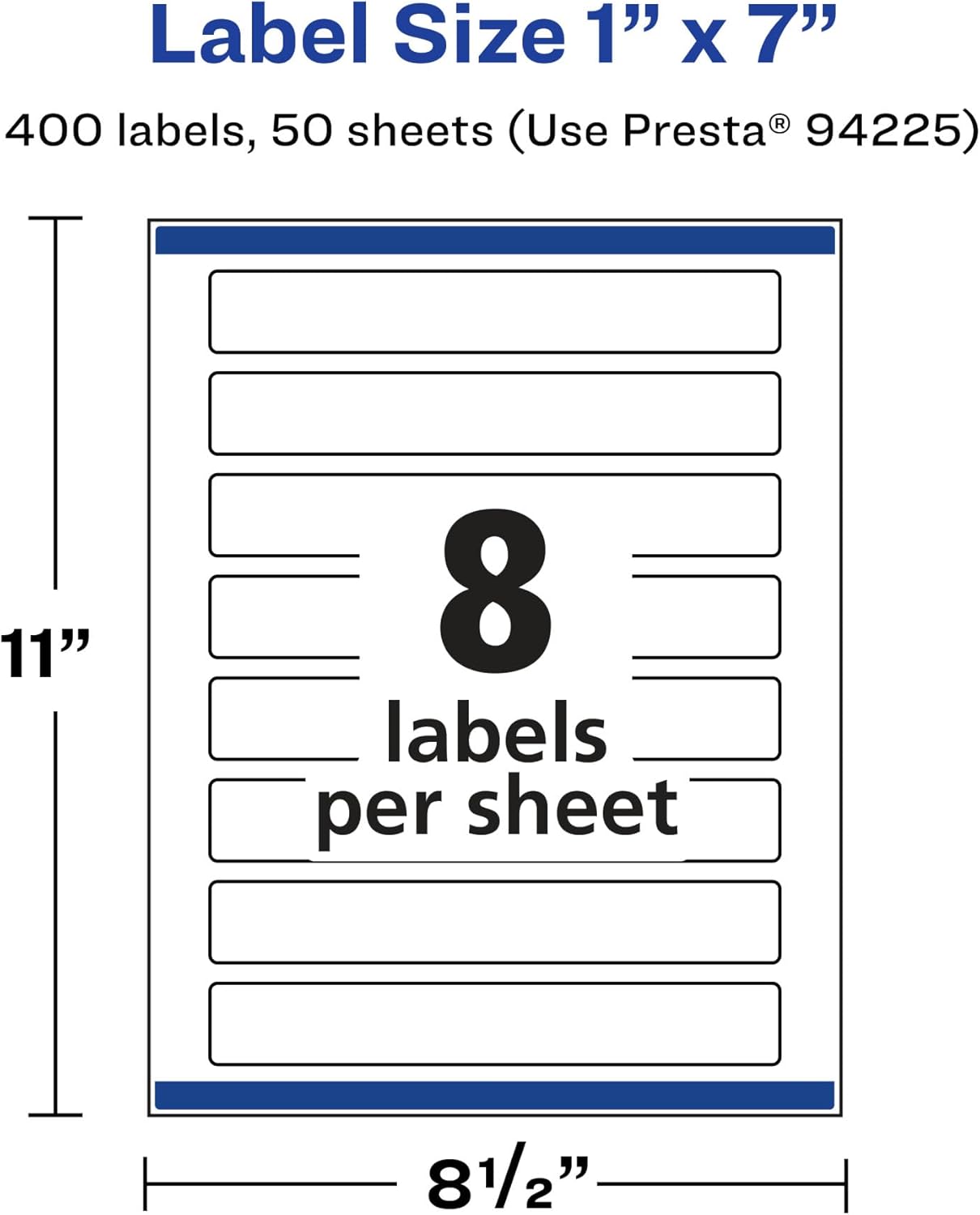 Avery Glossy Clear Rectangle Labels, Sure Feed Technology, 1" x 7", 400 Glossy Clear Labels, Print-to-The-Edge, Laser/Inkjet Printable