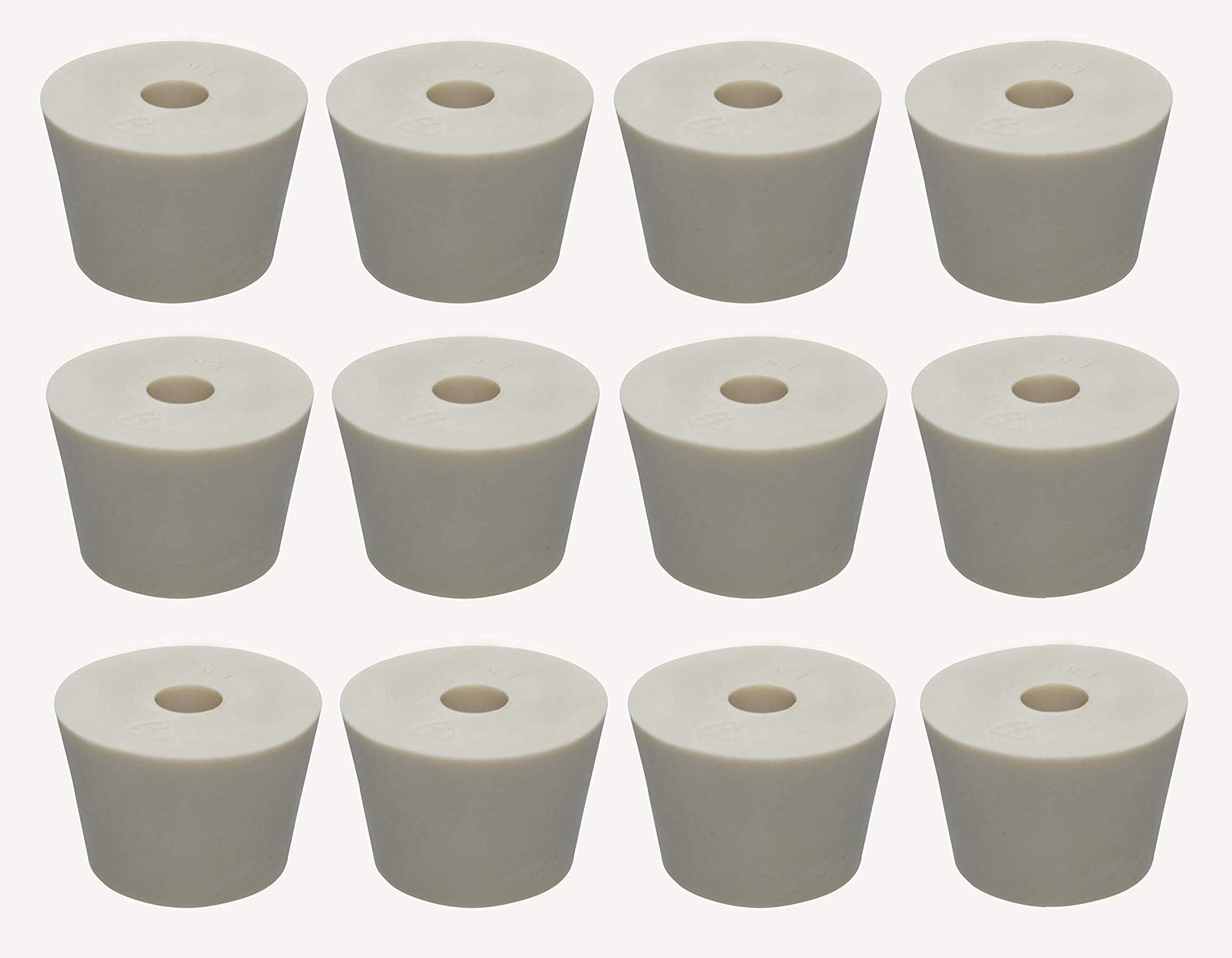 12 Pack #7 DRILLED Rubber STOPPERS Tapered Bung for Corking Home Brewing Glass Carboys (4620)