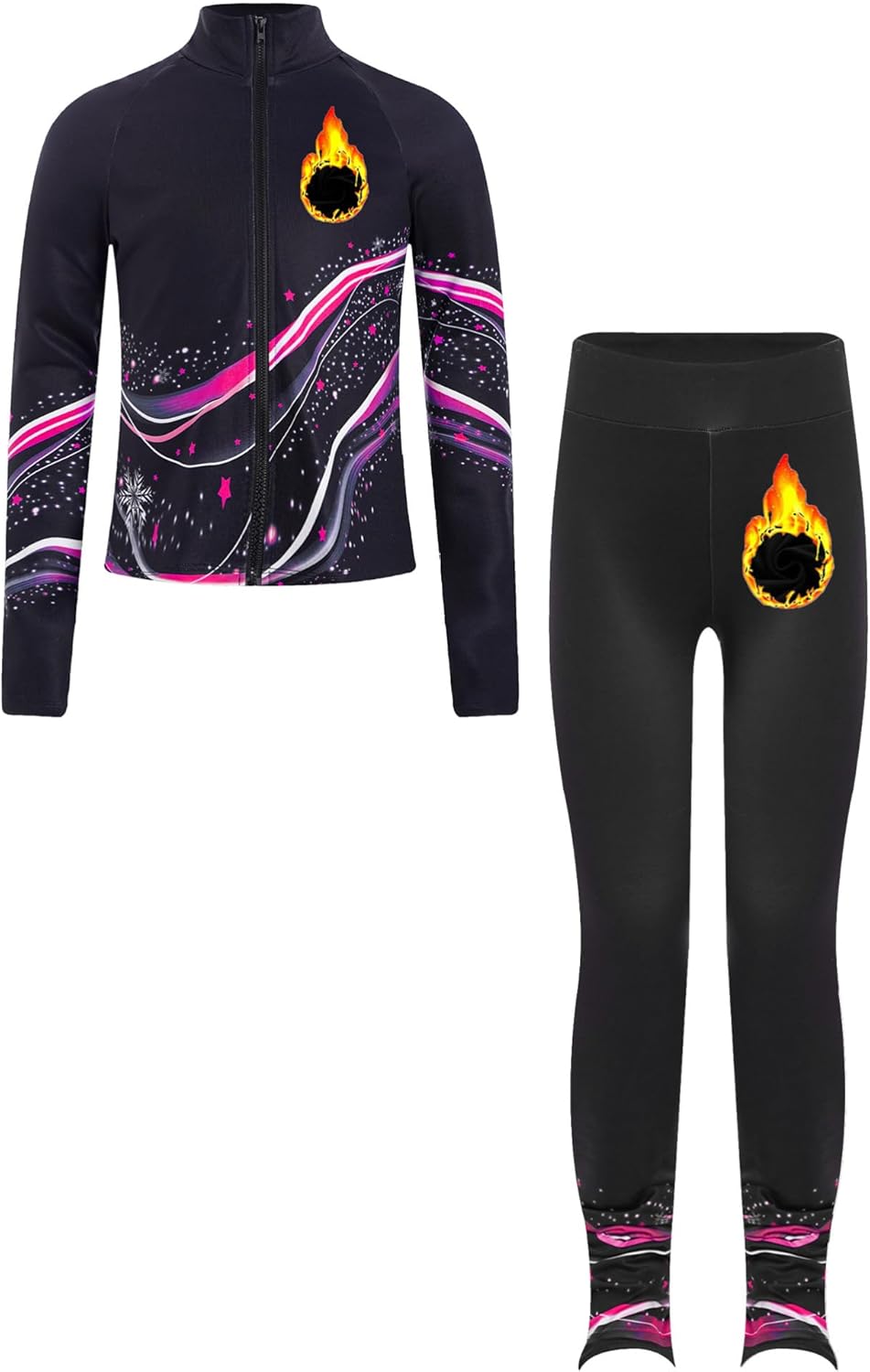 CHICTRY Enfant Fille Pantalon De Gymnastique Gym Rayé Pantalon De Patinage Moulant Leggings De Sport Fitness Yoga Pilates Ajusté Slim Fit Collant Bas