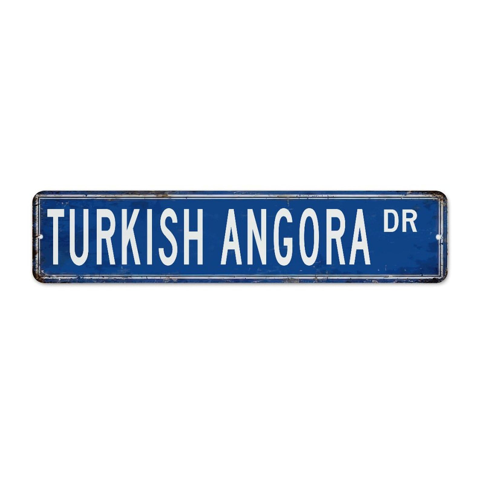 Farmhouse Metal Signs Turkish Angora Home Decor Metal Plaque for Indoor Restaurants Outside Gift for Cat Lovers Art Poster Gift for Dining Room 4x18 Inch