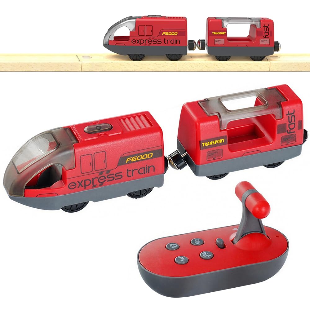 Zogxyc Electric Remote Trains Toy for Wooden Track with Sound Effect