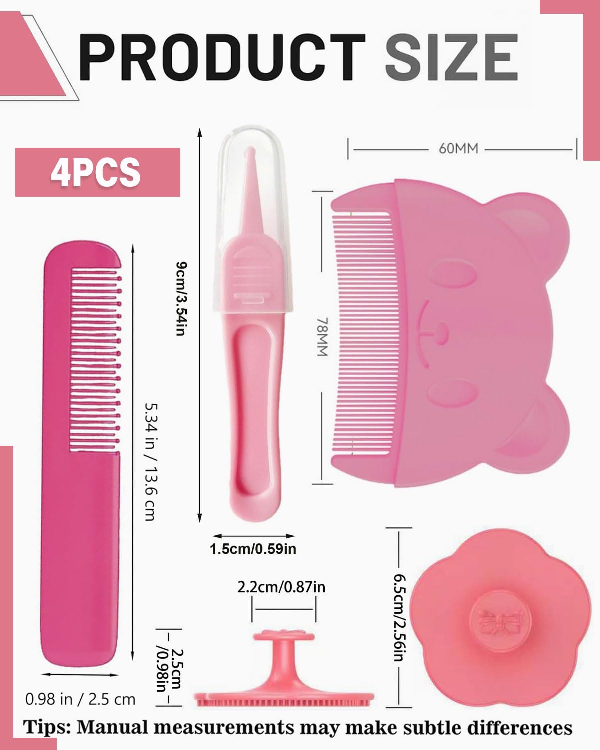 Pettine Neonato,4 pcs Spazzola per Neonati Set Pettine e Spazzola Neonato Spazzola Neonati in Silicone Spazzola per Massaggio per Bambini e Neonati Crosta Lattea e Regalo per Registro