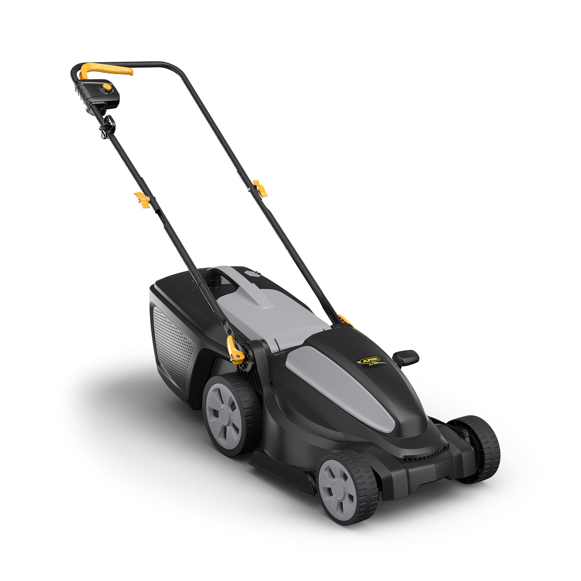 Alpina Rasaerba elettrico AL1 34 E - Motore da 1200 W, larghezza di taglio 34 cm, 6 altezze di taglio, cassetta per l'erba da 35 L
