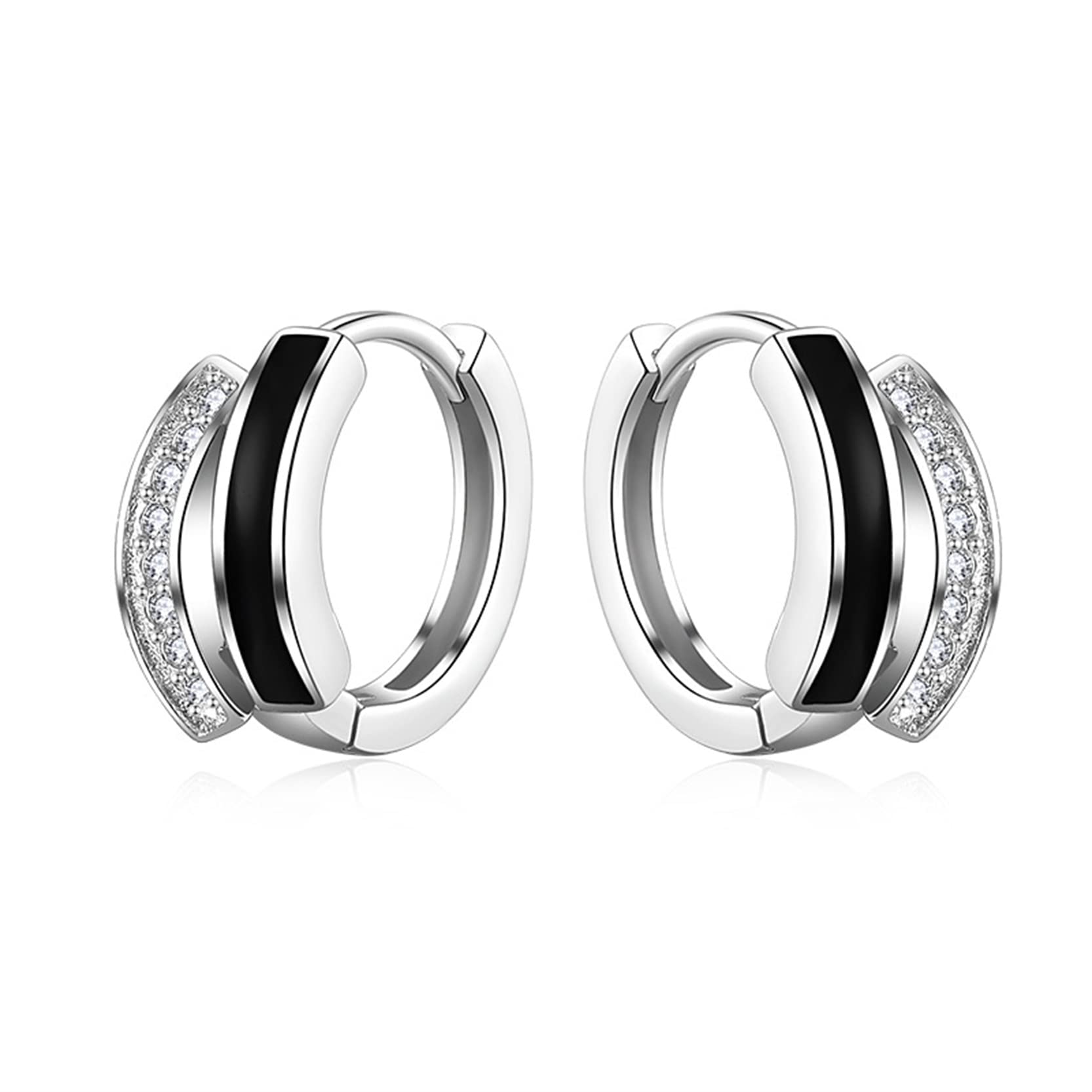 Creolen Silber 925, Ohrringe Silber 925 mit Zirkonia für Damen Mädchen, Klein Creolen Silber Huggie Schlafen Knorpel Ohrringe 10mm