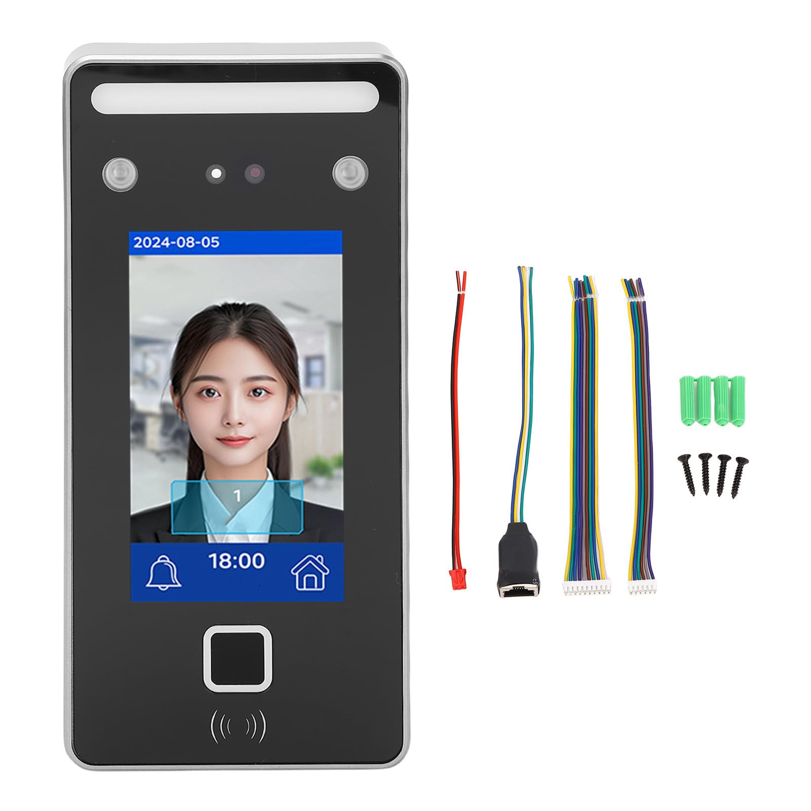 Gesichtserkennungs-Anwesenheitsmaschine, Biometrisches Anwesenheitssystem mit Sichtbarem Licht und Infrarot-Lebendigkeitserkennung, 2000 Benutzer, 4,3-Zoll-Touchscreen für Büros, Schulen,