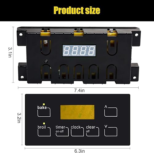 Miniatura 7 de 316455410 Placa de control del horno de la gama para Electrolux Kenmore, Gas Range 7 Botón Control Board Clock 5304518661 316222800