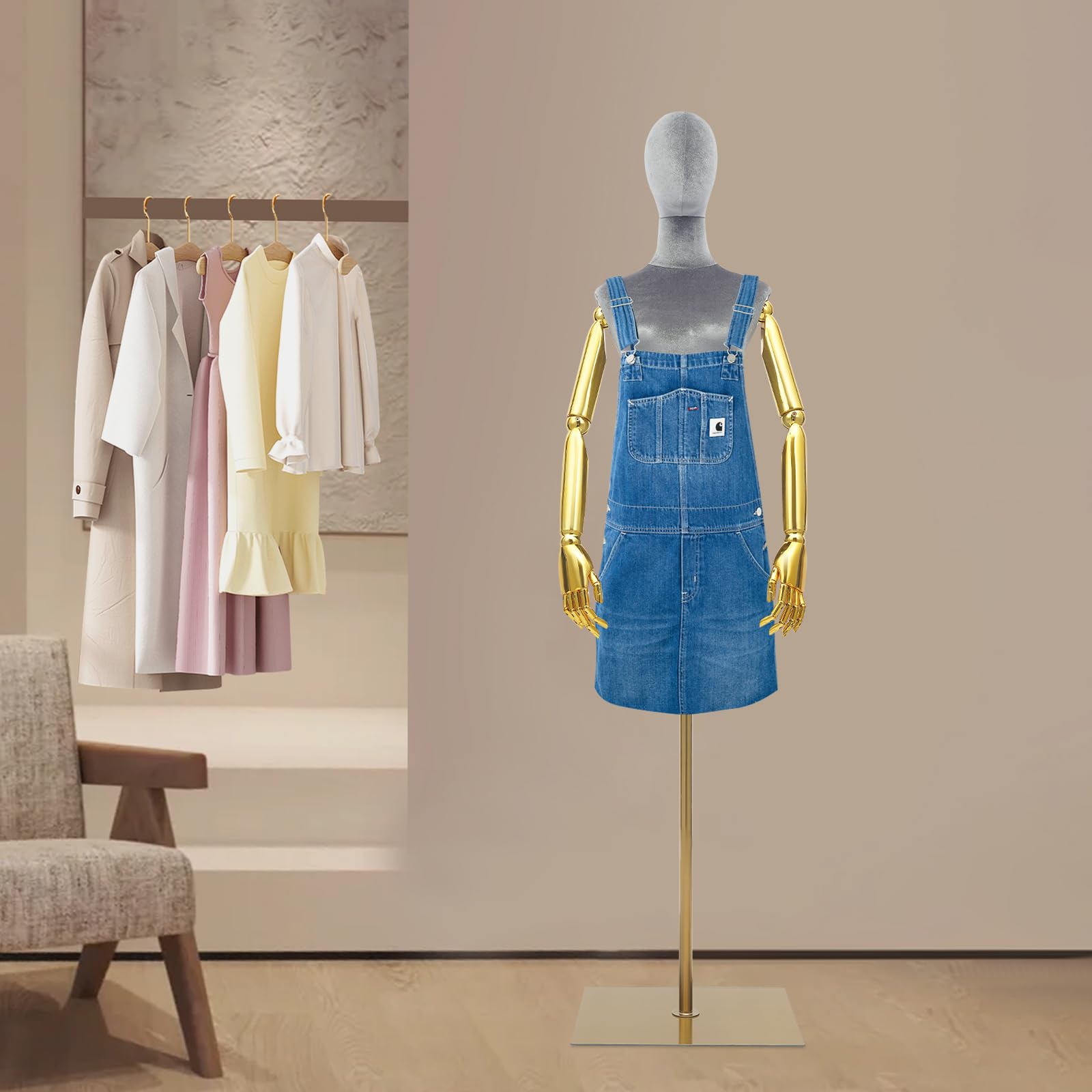 Busto sartoriale da donna, regolabile, 150-200 cm, manichino con braccia articolate e dita, manichino per pantaloni e vestiti, manichino rimovibile con base in metallo per sarti