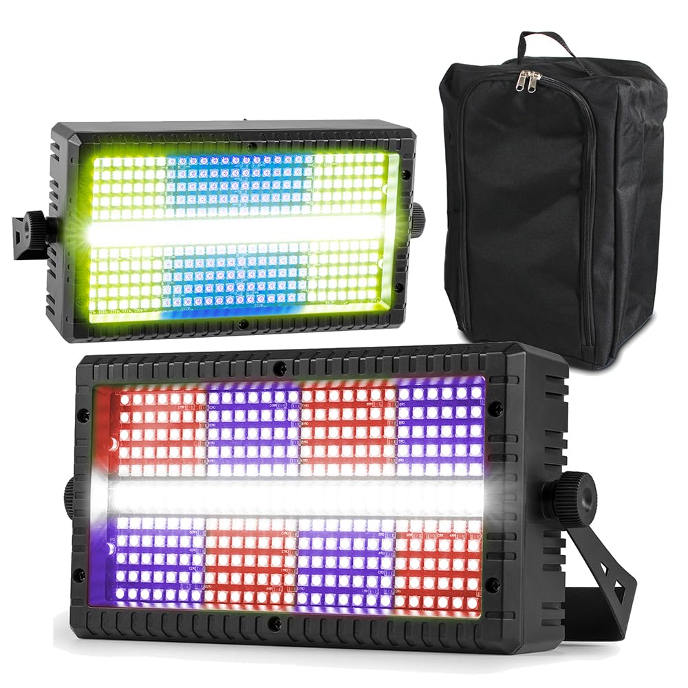 BeamZ BS336 LED Stage Lighting Package with 2X RGB Strobe Light Blinder Wash Lights and Durable GearSak Carry Bag for DJs, Events, Live Performances & Parties