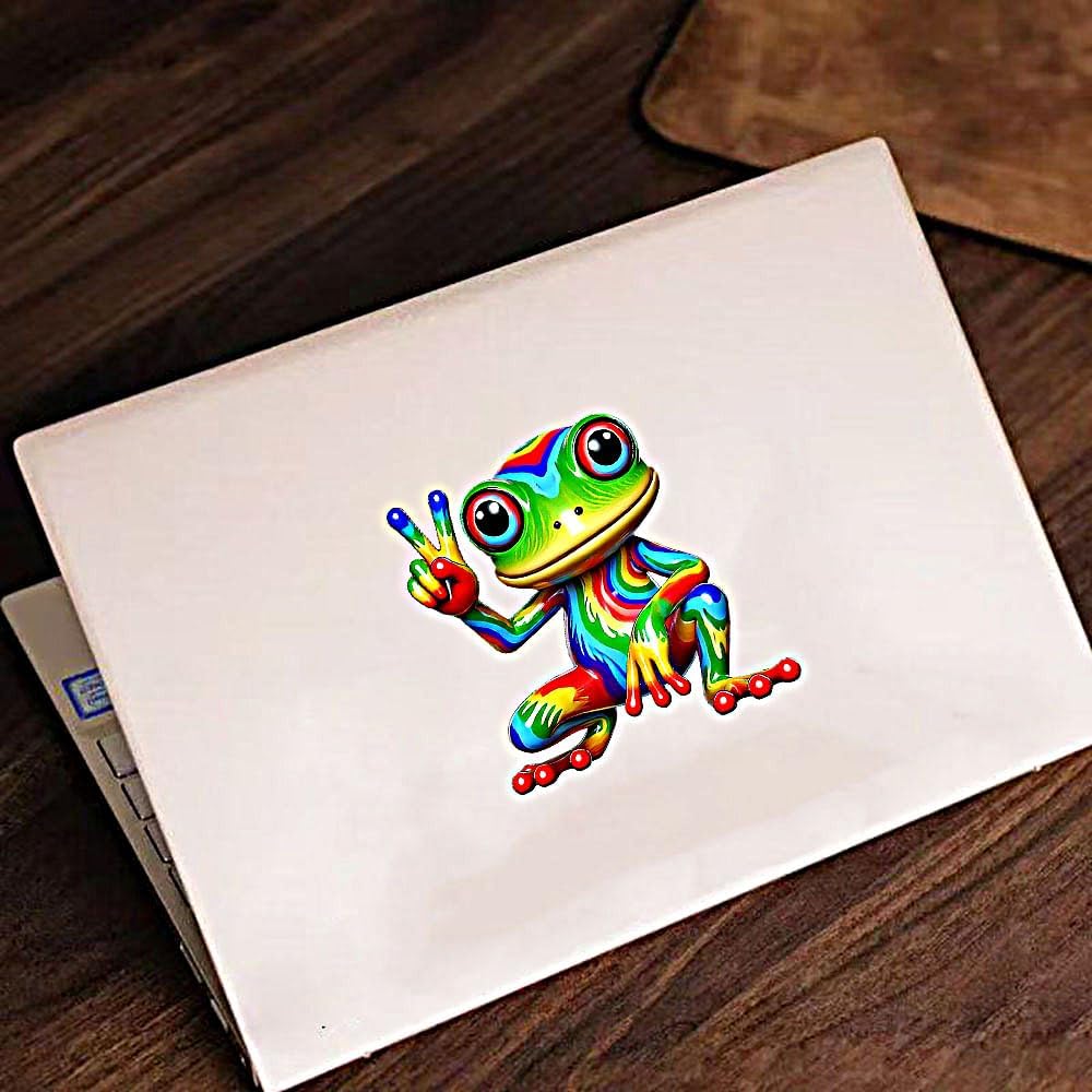 2 PCS Rainbow Frog Vinyl Decals Waterproof Removable Stickers for Car Laptop Truck Bumper A-41 - Image 3