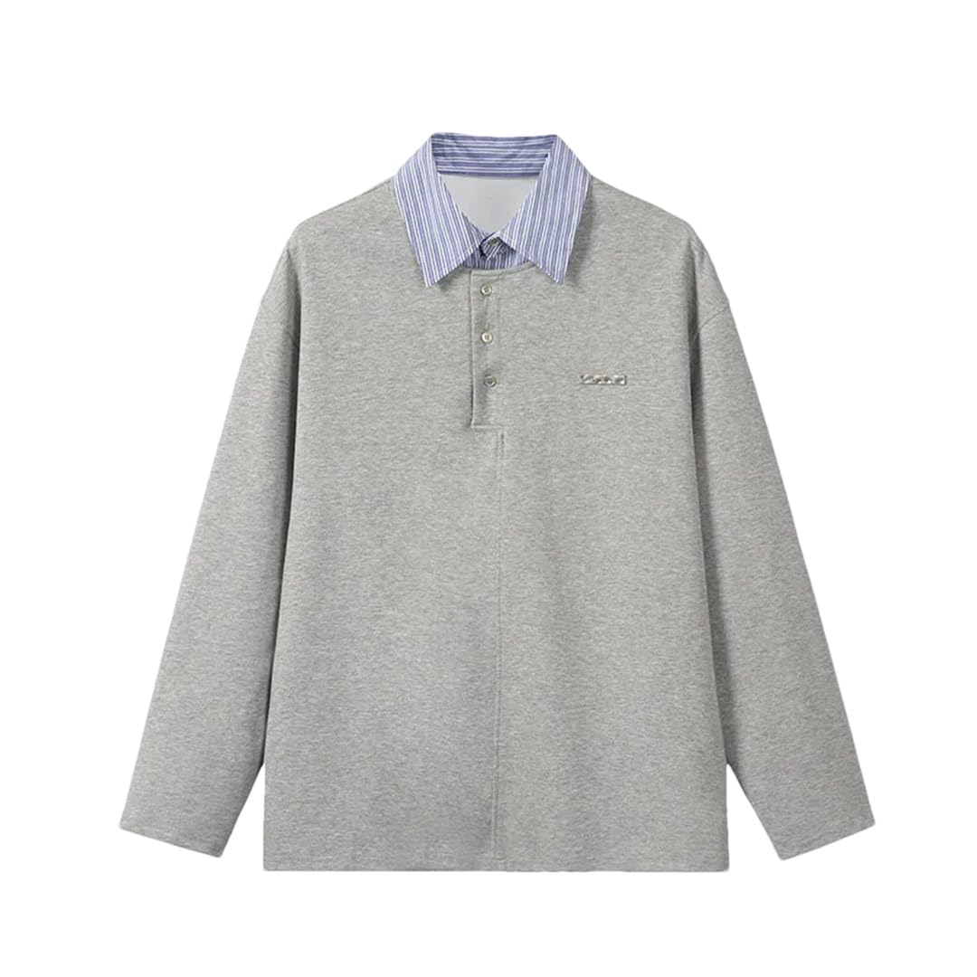 Maglietta da uomo hip hop casual a maniche lunghe da donna maglietta polo con colletto a righe