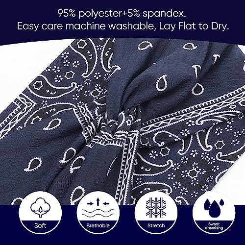 Image of DRESHOW 8 Pack Turban Headbands for Women Wide Vintage Head Wraps Knotted Cute Hair Band Accessories