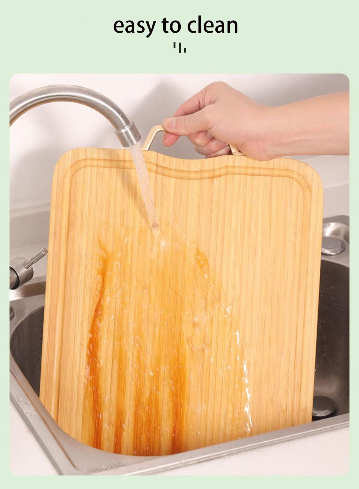 Tabla de cortar de bambú con mango y ranura for jugo, tabla de cortar de doble cara for frutas, verduras y carne, tabla de cortar de cocina grande de 19,7 pulgadas, 50 cm/19,7 pulgadas,Tabla