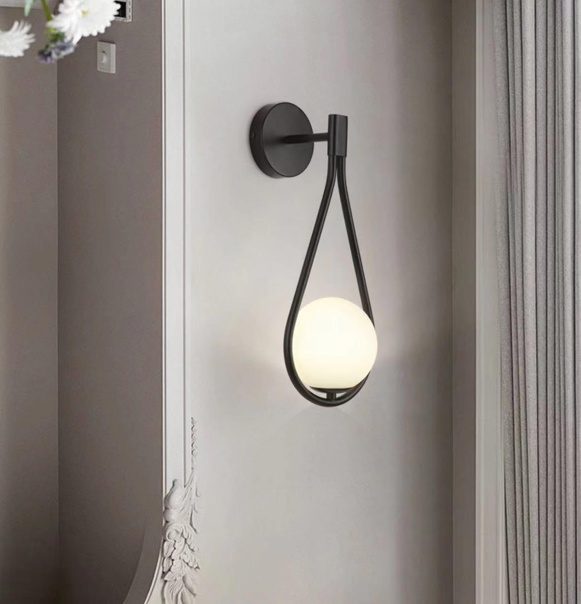 Applique da Parete con Globo in Vetro, Set da 2, a Batteria, Ricaricabili Tramite USB, Senza Fili, con Telecomando Wireless. Lampada da Interno in Ottone Dorato per Soggiorno, Came