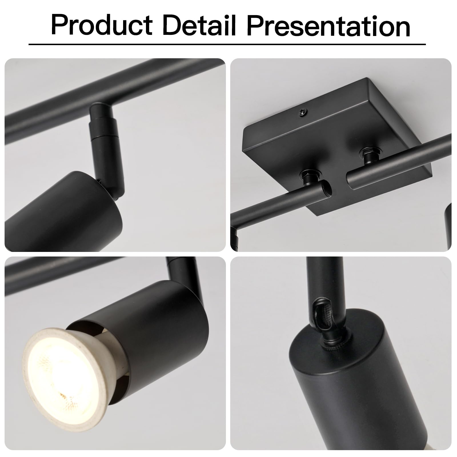 SEEBLEN 4-Light LED Track Lighting Kit,Black Track Lighting with Rotatable Light Heads,Directional Kitchen Ceiling Light for Kitchen Dining Room Hallway Closet Bedroom. — view 9