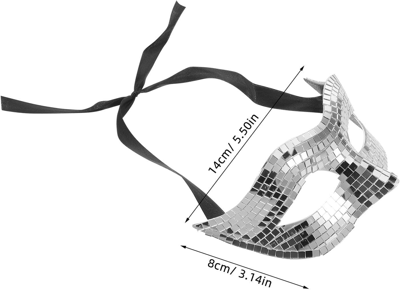 Disco Ball Face Mask Silver Half Face Masquerade Mirror Mask for Women Men Party Carnival Halloween Costume Cosplay Accessory