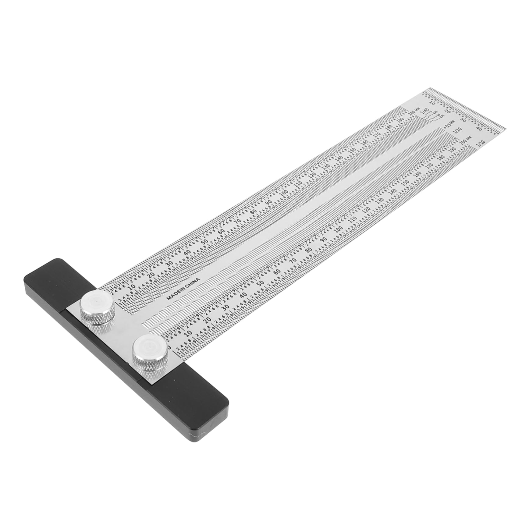 SHINEOFI 2 Piezas Regla derecho transportador con brazo carpintería carpinteros herramienta de medición gobernante de herramientas de medición Acero inoxidable Plata