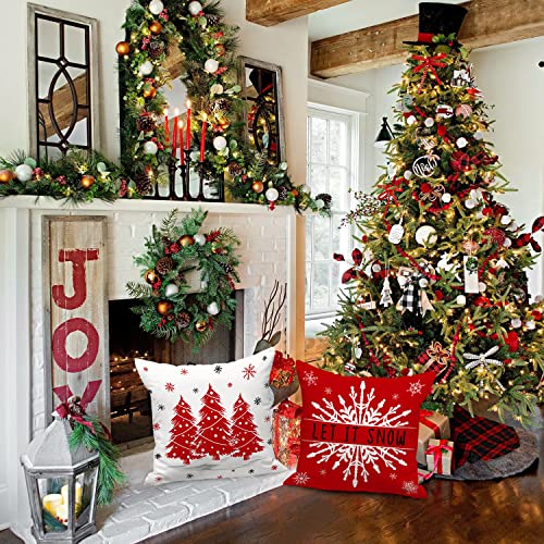 Housse de coussin de Noël rouge 55x55 cm pour décoration canapé maison - 7