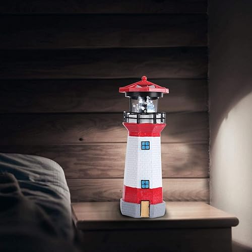 Miniatura 2 de Voluxe Faro solar con faro giratorio, luces de patio de carga rápida: 2 paneles solares en la parte superior para una carga rápida. para mesas (rojo