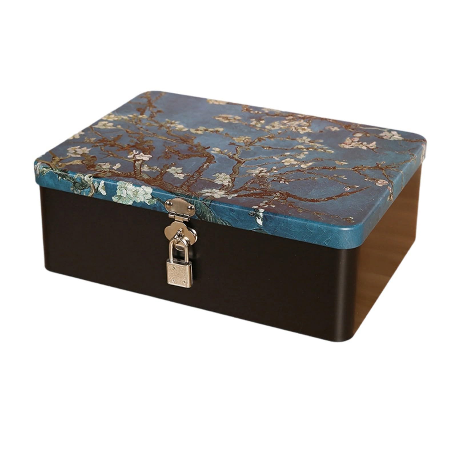 HDOYTXXM Antique Inspires Locking Tin Storage Box Metal Container for Valuables Keepsakes Home Organization Tool Metal Jewelry Organiser