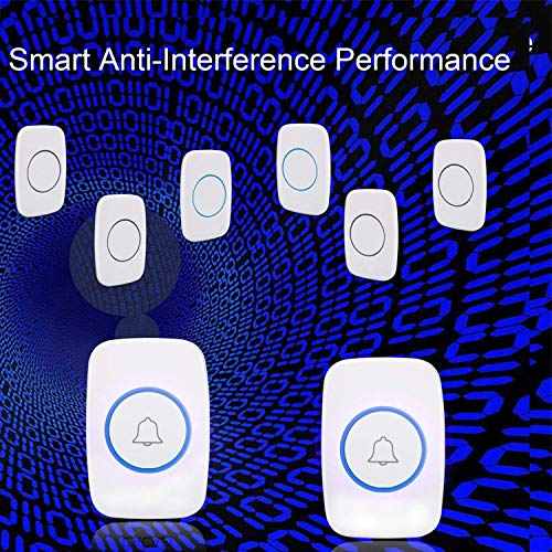 Wireless Doorbell, Waterproof Door Bell Kit With 1 Plug-In Receiver And 1 Push Button (Battery Included) Operating At 500Feet, Adjustable Volume, 48 Chimes（White） #TOP4