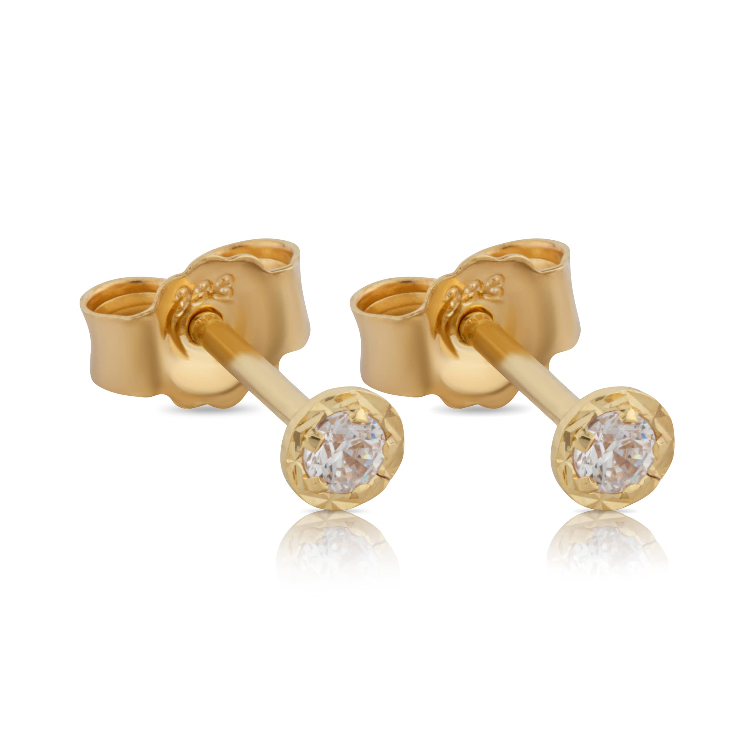 NKlaus Paar Ohrstecker Stern klein diamantiert Zirkonia 333 Gelbgold 8 Karat