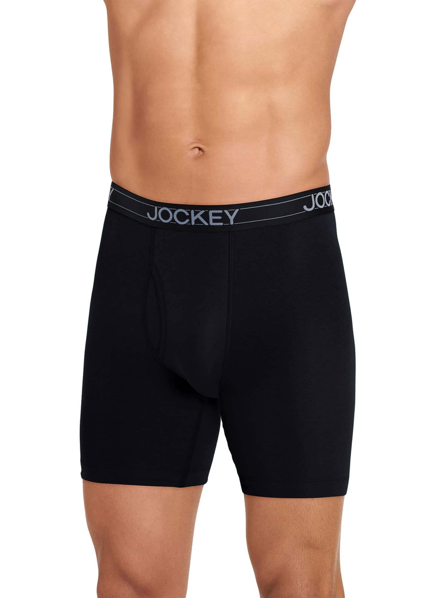 'Jockey Men's Underwear Lightweight Cotton Blend 7'' Long Leg Boxer Brief - 4 Pack'
