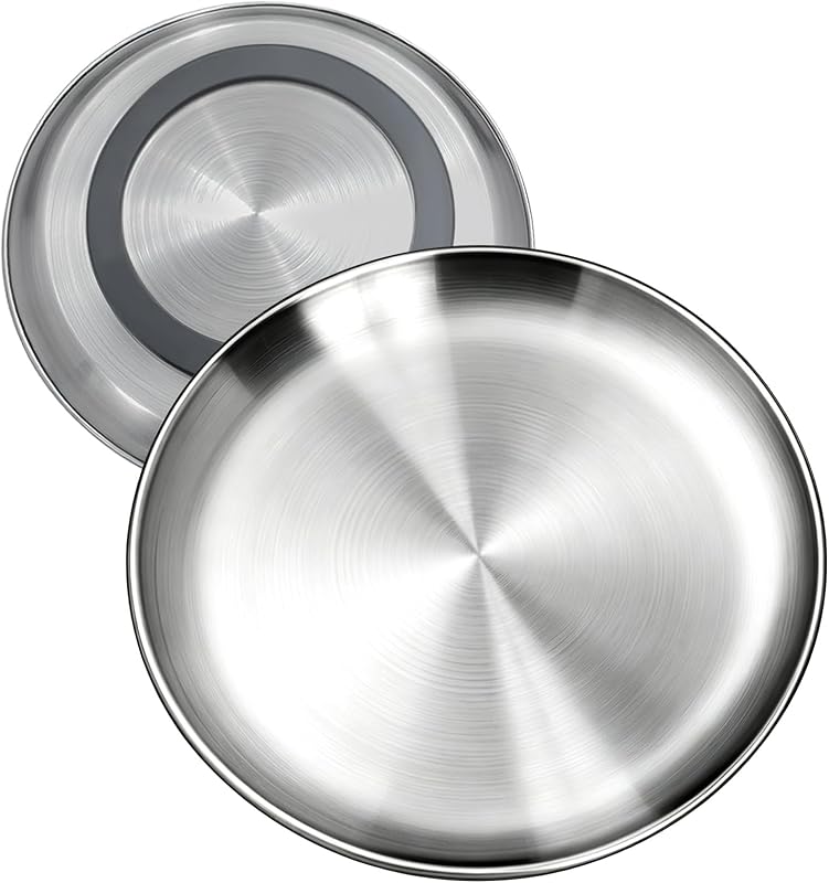 Paquete de 2 cuencos básicos para gatos de acero inoxidable, platos de comida poco profundos engrosados ​​y aptos para bigotes, base fija antideslizante adhesiva 3M, para uso doméstico/exterior con todos los alimentos para gatos, gatitos y mascotas pequeñas