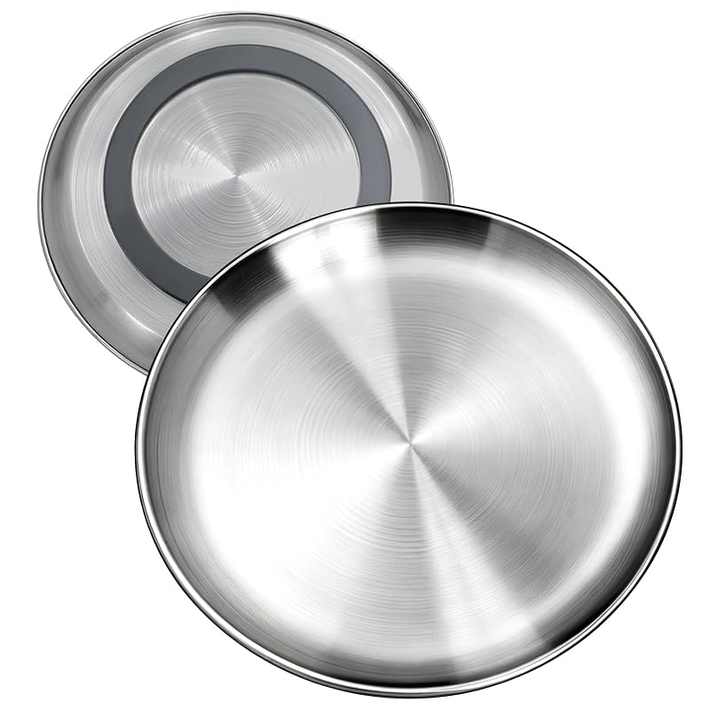 Potes Rasos para Gatos em Aço Inoxidável com Base Antiderrapante Tiosamd 6,7IN, Pacote com 2