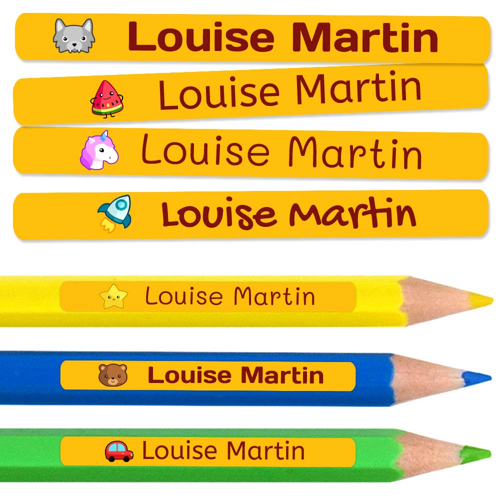 500 Personalised Sticky Labels for Pencils and Ballpoint Pens School Stickers with Name for Marking Items Waterproof Stickers for School and Nursery Dimensions 4.6 x 0.6 cm