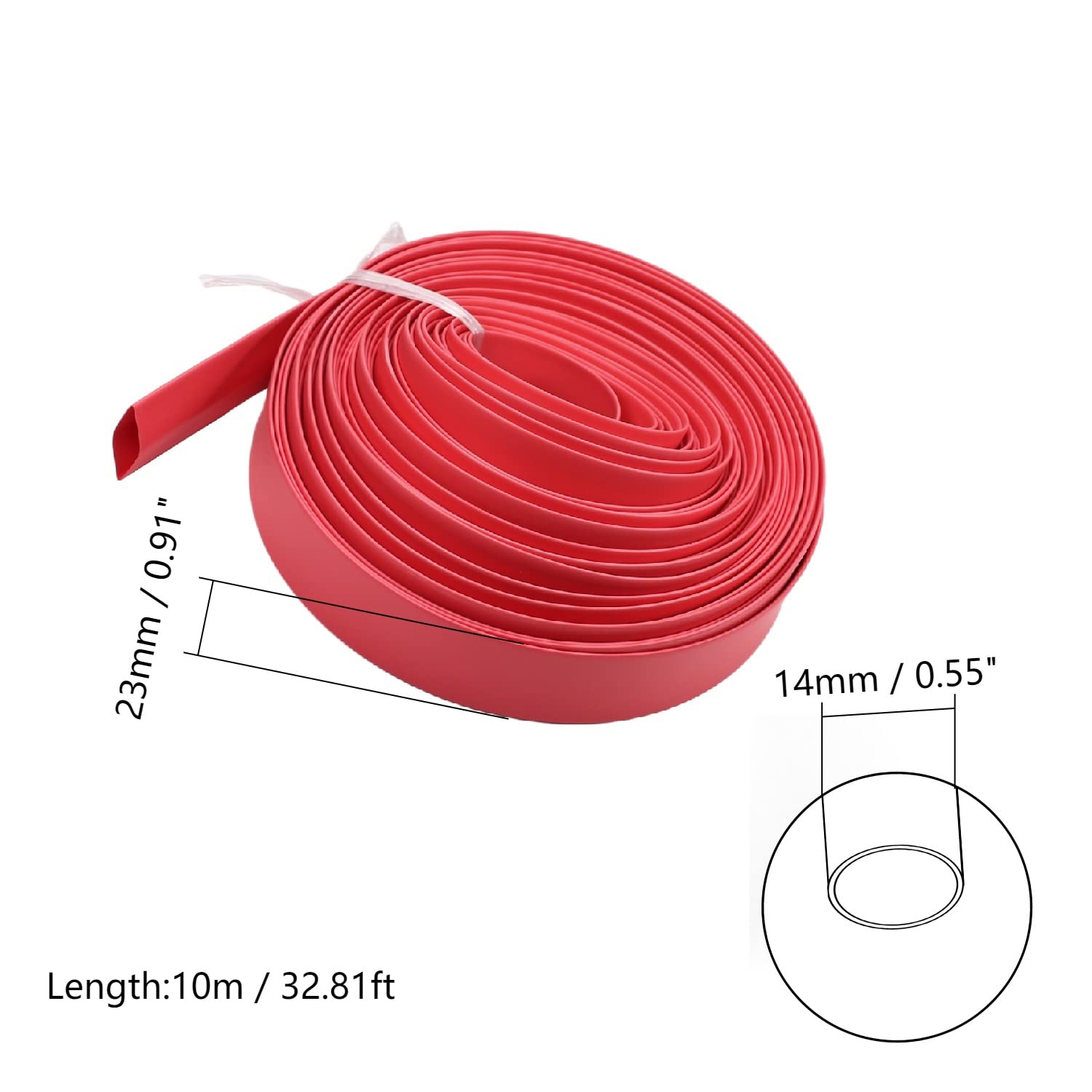 1 tube thermorétractable, tube thermorétractable de 2,5 mm, tube isolant électrique, rapport 2:1 gaine thermorétractable pour câbles, rouge (longueur : 10 m) [,14 mm]