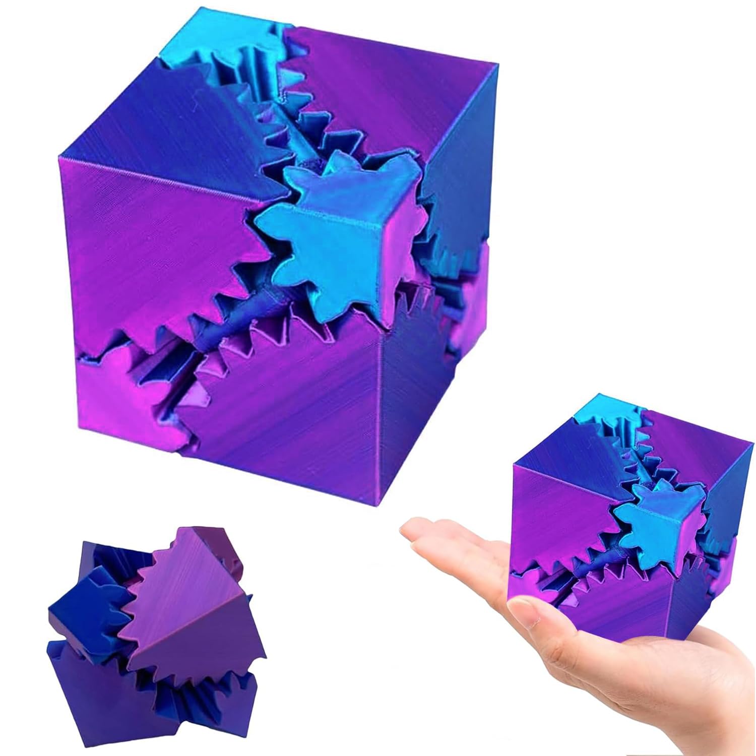 BUKLUKE Gear Ball, 3D Printed Fidget Toy, Spinning Gear Sphere for Office and Home, Stress Relief Cool Stuff Toys, Square